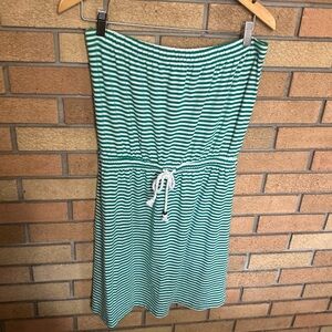 Gap Strapless Nautical Dress Rope Belt Striped Green & White Women’s Small